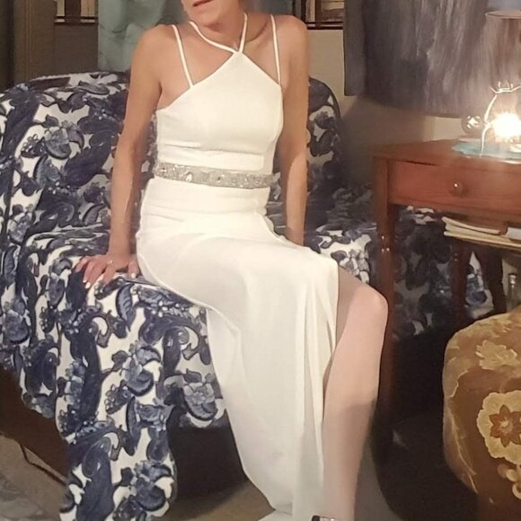 White Rhinestone Formal - Picture 1 of 2